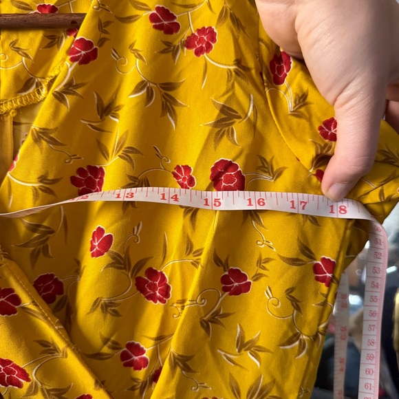 Floral Yellow and Red Handmade Lightweight Maxi Wrap Dress with Belt - Picture 7 of 9